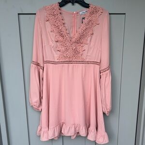 Blush long sleeve lace dress